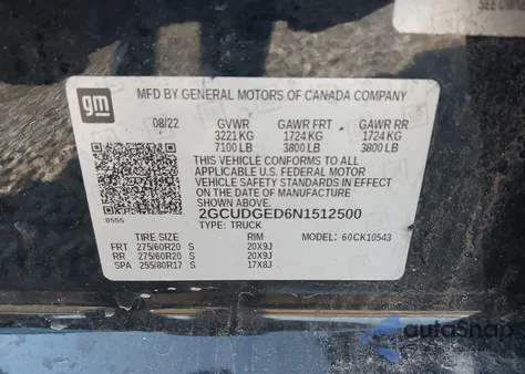 2022 Chevrolet Silverado 1500 4Wd Short Bed Ltz from USA, damaged, VIN 2GCUDGED6N1512500